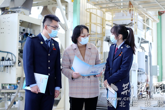 圖1.稅務(wù)干部向三豐智能裝備股份有限公司財(cái)務(wù)部長廖少華宣講減稅降費(fèi)政策.JPG